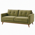 Canapé 2 places 190 x 85 x 88 cm en velours vert olive style moderne