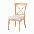 Chaise de salle à manger 48 x 55 x 98 cm bois naturel assise tissu beige style classique