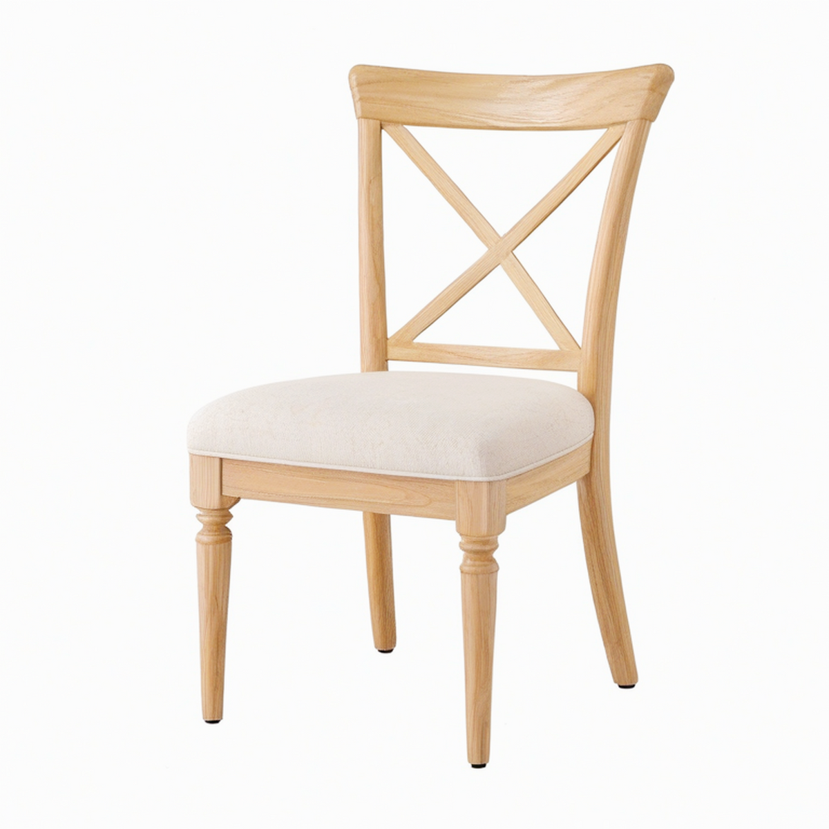 Chaise de salle à manger 48 x 55 x 98 cm bois naturel assise tissu beige style classique