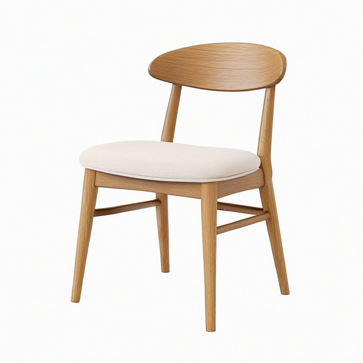 Chaise de salle à manger 55 x 53 x 78 cm en bois brun avec assise rembourrée beige style scandinave