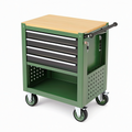 Servante d atelier 77 x 46 x 96 cm en acier vert et bois avec 5 tiroirs mobile