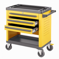Servante d atelier 80 x 45 x 95 cm en acier jaune et noir à 3 tiroirs sur roulettes