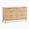Commode 150 x 45 x 90 cm en bois finition chêne naturel à 7 tiroirs style scandinave