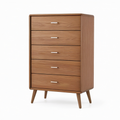 Commode 80 x 45 x 120 cm en bois marron à 5 tiroirs style rétro