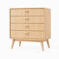 Commode 80 x 40 x 100 cm en bois chêne clair à 4 tiroirs style moderne