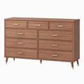 Commode 160 x 45 x 90 cm en bois brun noyer à 9 tiroirs style moderne