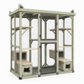 Enclos extérieur pour chats 180 x 90 x 180 cm en bois et métal vert avec plateformes
