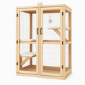 Enclos pour chat 100 x 60 x 180 cm en bois naturel avec grillage à niveaux pour intérieur