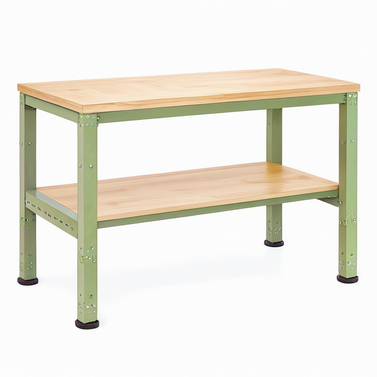 Établi 120 x 60 x 90 cm en bois et acier vert avec étagère style industriel
