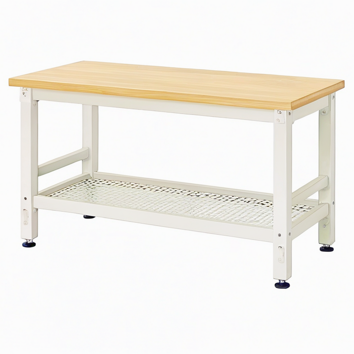 Établi 120 x 60 x 85 cm en bois et acier beige avec étagère perforée